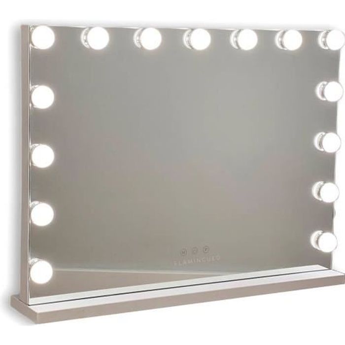 GOPLUS Miroir de Coiffeuse avec Lumières, Grand Miroir de Maquillage avec  18 Ampoules LED à Intensité