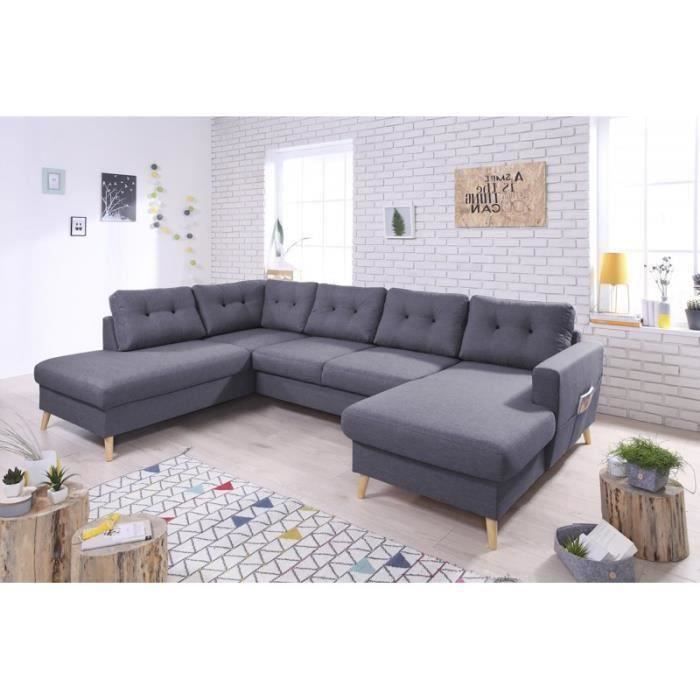 Oslo U Canapé Panoramique Scandinave Gris Foncé 290x87x198149cm