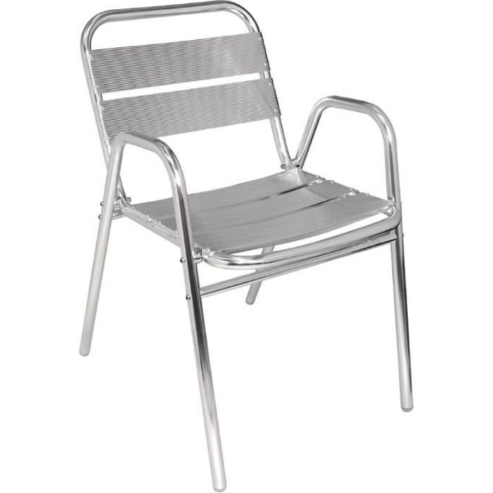 fauteuils empilables en aluminium avec accoudoir bolero - lot de 4 - gris