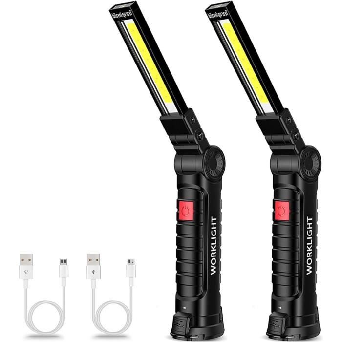 Mini Lampe De Travail LED Rechargeable - 4 Pièces, 800 Lumens, étanche IPX4, Avec Base Magnétique (type C) - 8