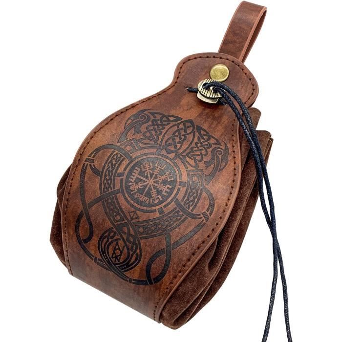 Pochette De Ceinture Style Renaissance Rétro - Marron Foncé, Taille Moyenne, En Simili Cuir, Neuve Avec étiquettes