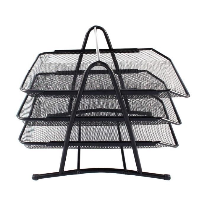 Organisateur De Bureau 4 étages En Maille Acier - Noir - 30x35x32 Cm
