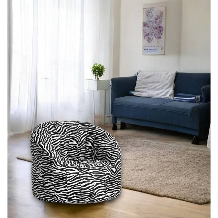 Dmora - Fauteuil Achira 80x80h80 cm Noir Blanc Nylon Dmora - Fauteuil Achira 80x80h80 cm Noir Blanc Nylon