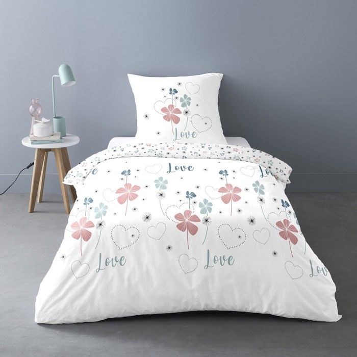 Housse de couette 140x200 Love Tiana + taie polycoton