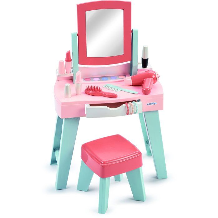 Coiffeuse Enfant ECOIFFIER 1819 – Avec Tabouret et 11 Accessoires