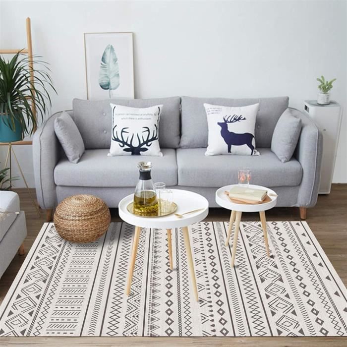 Tapis de luxe épais antidérapant et ultra-doux - Grande taille (80 x 120 cm) avec motifs - Jaune