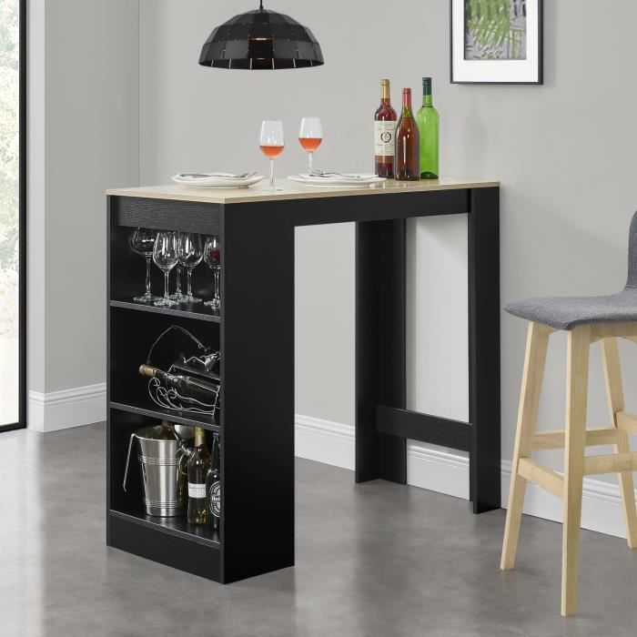 Table de Bar Kouvola 110 x 50 x 103 cm Noir Effet Chêne - EN.CASA - Contemporain - Design - Cuisine Table de Bar Kouvola 110 x 50 x 103 cm Noir Effet Chêne - EN.CASA - Contemporain - Design - Cuisine