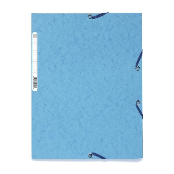 exacompta - chemise à élastique - 3 rabats - 24 x 32 - carte lustrée 390g - bleu turquoise