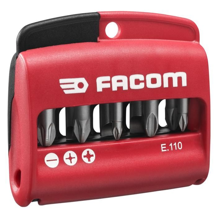 Jeu mixte de 10 embouts 14 série 1 25 mm + porte embouts N°1 Facom E.110 côté Passager