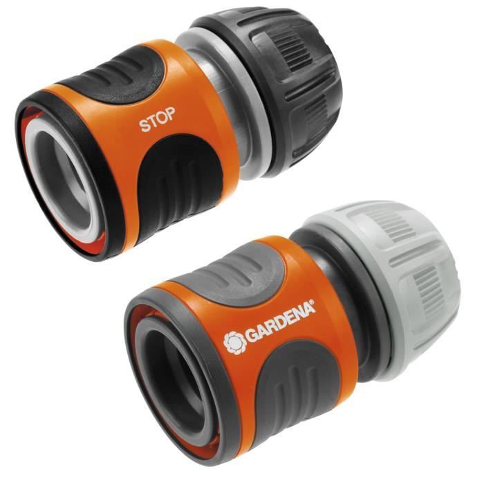 GARDENA raccords rapide et Aquastop Ø13 mm et Ø15 mm – Pour début et fin de tuyau –Résiste au get et UV Garantie 5 ans