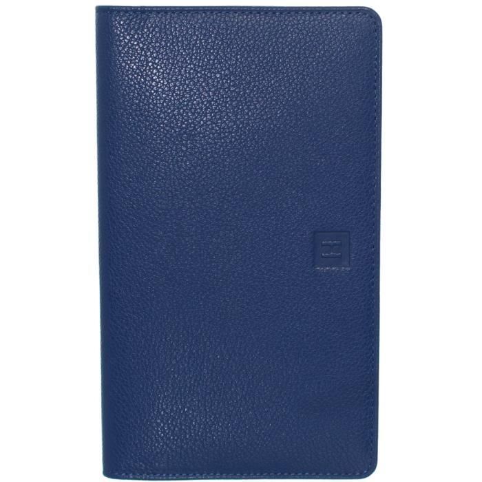 Porte Chequier Femme Cuir Bleu