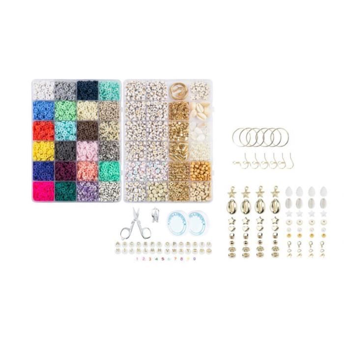 4500PCS Perles pour Bracelet, Perles pour Bracelet Coloré, Kit Perles pour  Bricolage Fabrication avec Boîte de Rangement
