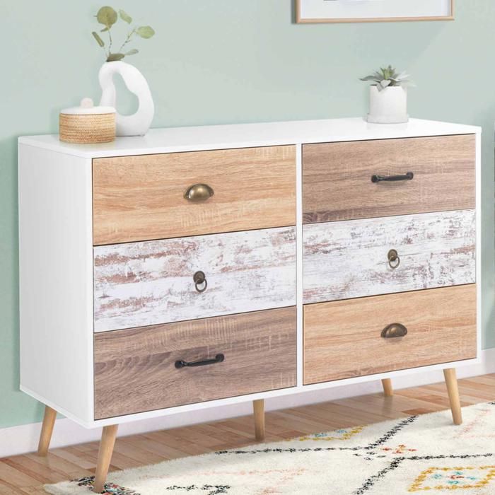 IDMARKET Commode 6 tiroirs BAHIA 115 cm scandinave IDMARKET Commode 6 tiroirs BAHIA 115 cm scandinave