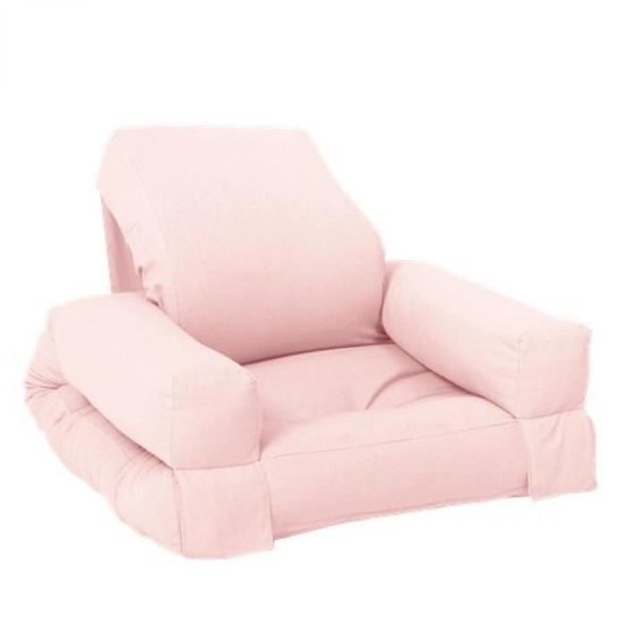 Fauteuil futon standard convertible MINI HIPPO couleur rose rose Laine