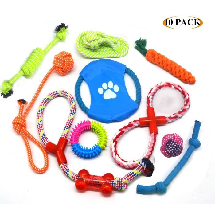 Meilleurs prix pour Lot de 10 Jouets Chien Corde KOSIIL Ensemble Jouet à Mâcher pour Chiot Petits Moyens Chiens pour Nettoyage de Dents Molaires Jeux