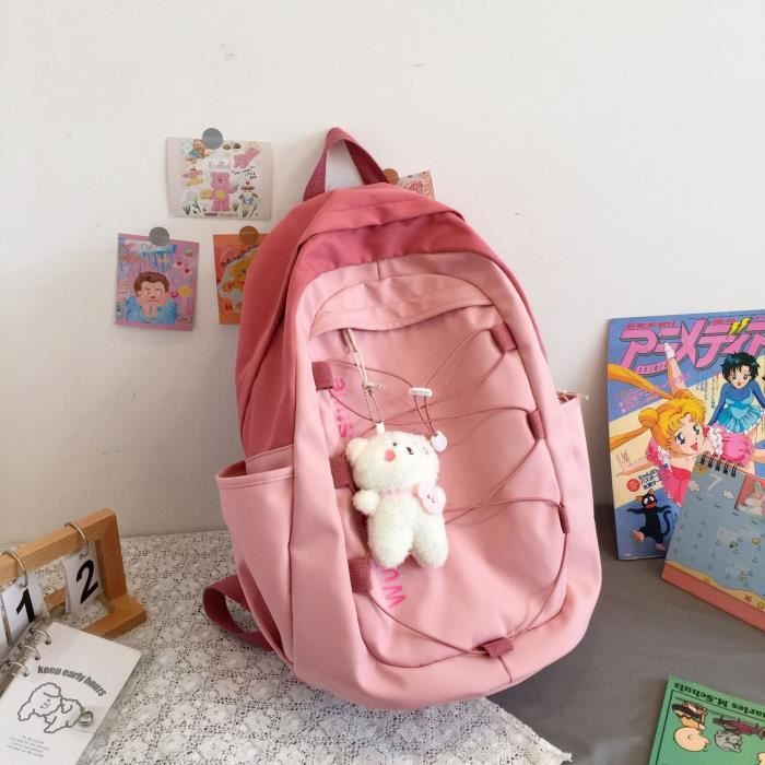 Sac à Dos Scolaire Fille Avec Motif Capybara - Ensemble 3 Pièces (sac à Dos, Messenger, Trousse) - Nylon Imperméable Léger