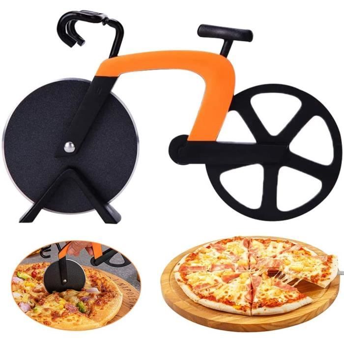 Relaxdays Roulette à pizza vélo découpe-pizza avec support coupe pâte Fixie coloré rouge,3 x 18 x 11.5 cm 