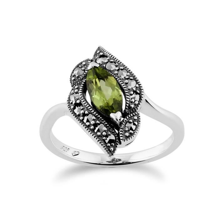 Gemondo Argent Sterling 0.35ct Ct Améthyste /& 9pt Marcassite Art Déco Bague