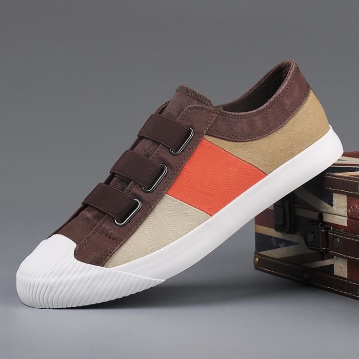 Sneakers Homme Scratch Tricolore Casual Aere Basse Mode Marron INSFITY Plat Homme Adulte