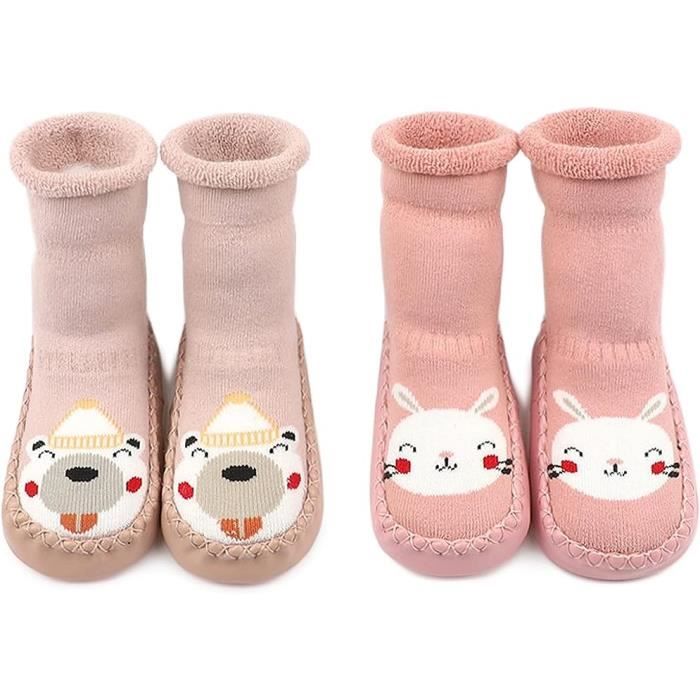 Chaussons Chaussettes Anti derapantes Bebe Lapin Ours Rose Textile Mixte Rose Cdiscount Chaussures