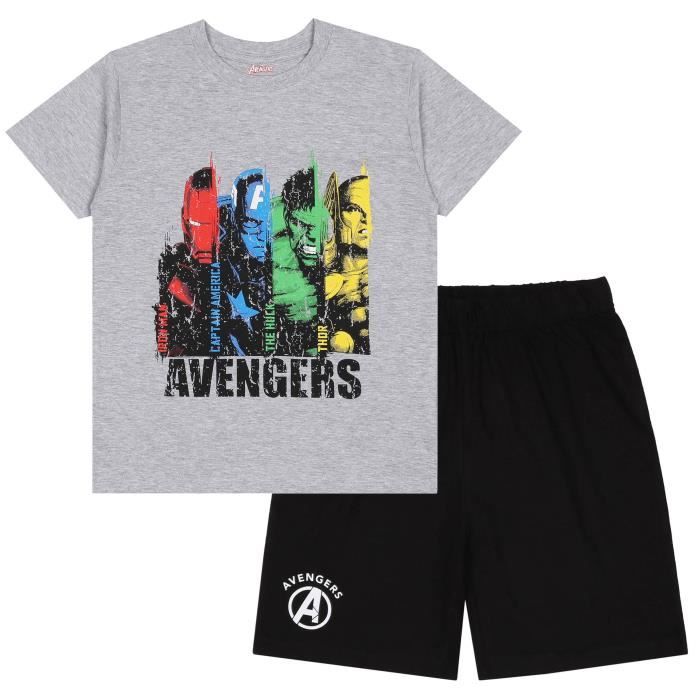 Avengers Marvel Pyjama manches courtes gar on gris et noir pyjama