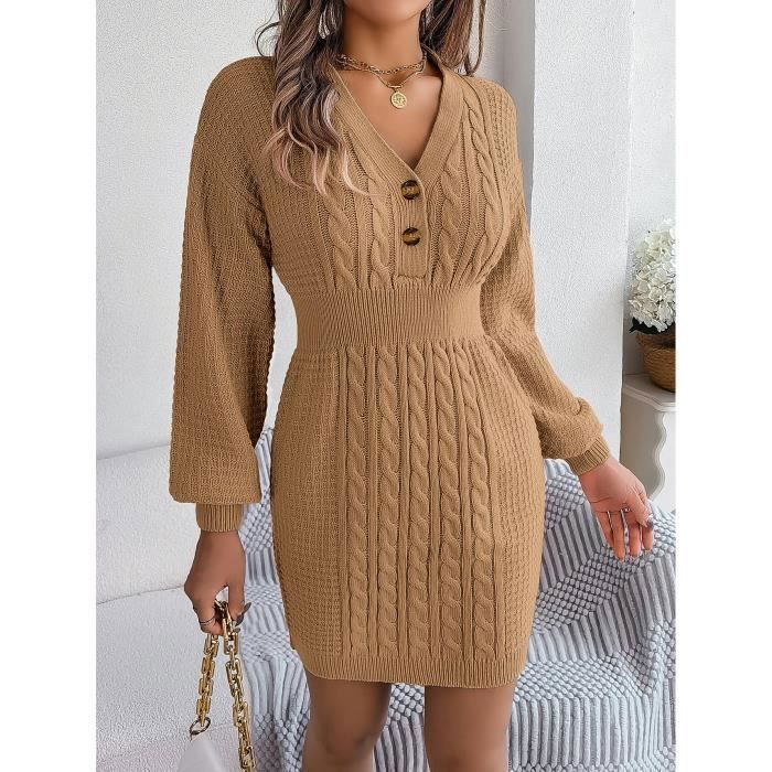 Robe Pull Sexy en Tricot Femme Longue, Casual Doux Léger Chaud