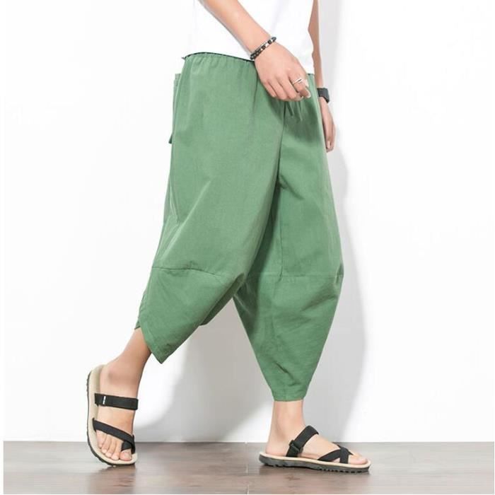 Homme pantalets Sarouel Harem Pantacourt Casual Loose Grande