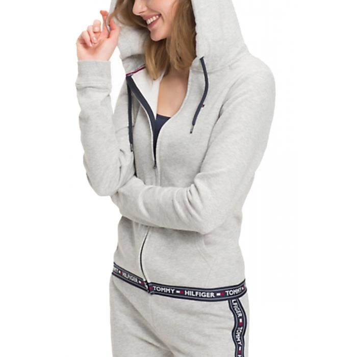 Sweat à capuche TOMMY HILFIGER Femme Gris Manches longues