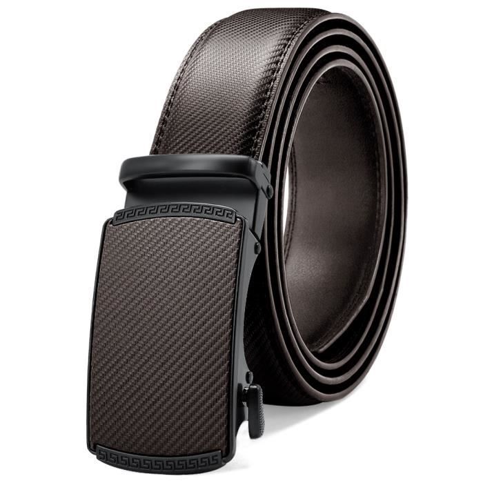 Ceinture Homme Cuir Vintage – Extensible, Marron Noir, Taille Unique