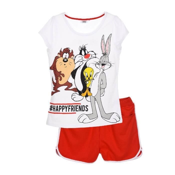 Pyjama Debardeur Femme Looney Tunes en Coton Rouge LOONEY TUNES Licence Looney Tunes Femme Adulte