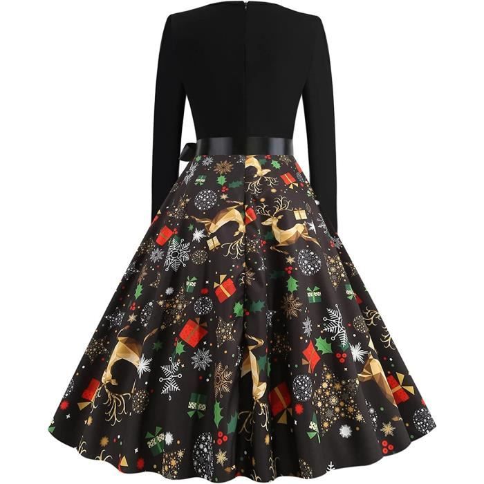 ROBE Robes de Noël pour Femmes, Robes de Noël rétro imprimées