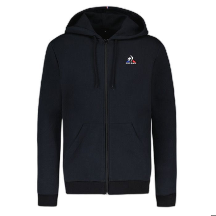 Sweat a capuche zippe Le Coq Sportif Essentiels Homme Noir Manches longues Col capuche Black Cdiscount Pret a Porter