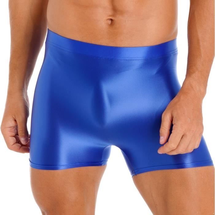 IEFIEL Hot Boxer Homme Brillant Cuir Wetlook Mini Short de Bain