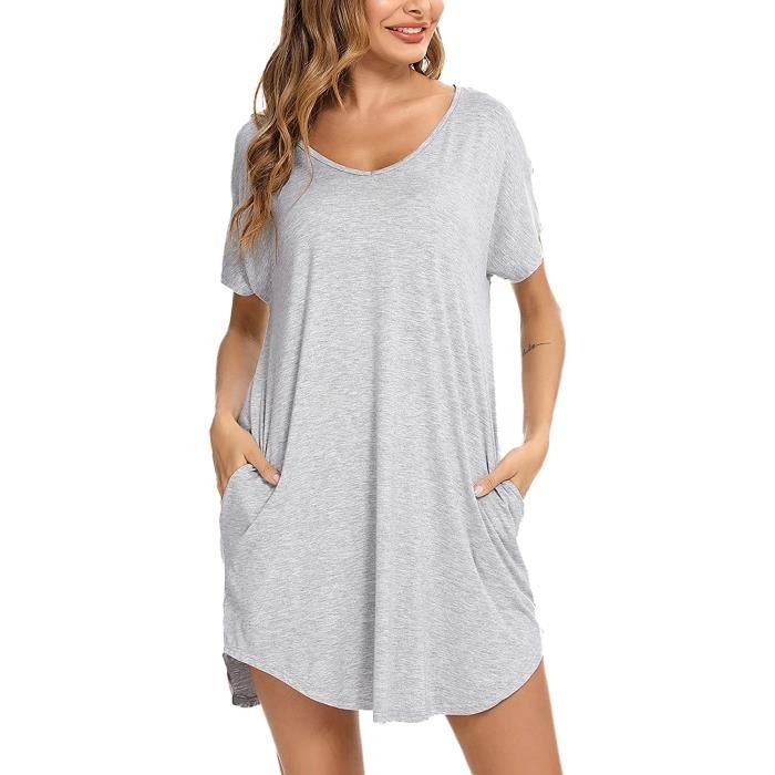 Chemise de nuit online femme coton manches courtes