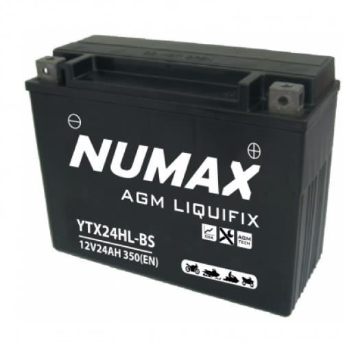 Batterie moto Numax Premium AGM avec pack acide YTX24HL-BS 12V 24Ah 320A