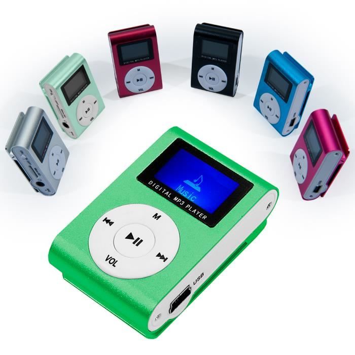 OCIODUAL Lecteur de Musique Numérique MP3 en Métal Mini USB Vert Supporte Carte SD jusqu'à 32Go avec Écran LCD