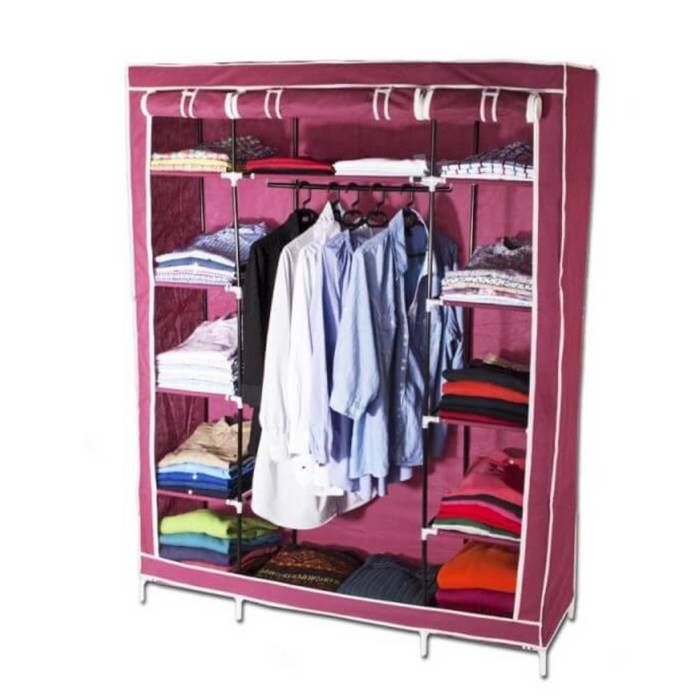 Armoire de rangement dressing XXL Bordeaux 3 portes textile non tissé 135 x 43 5 x 177 cm