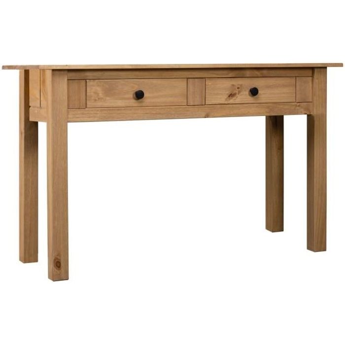 table console - ovonni - pin massif - 2 tiroirs - style campagne
