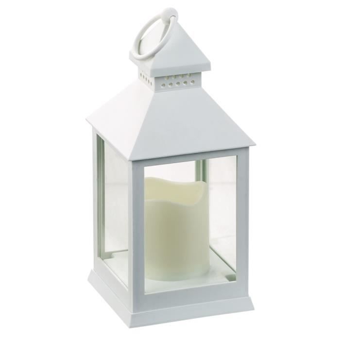 lanterne led vacillante à piles blanc - blanc 13 x 23,5 x 13 cm