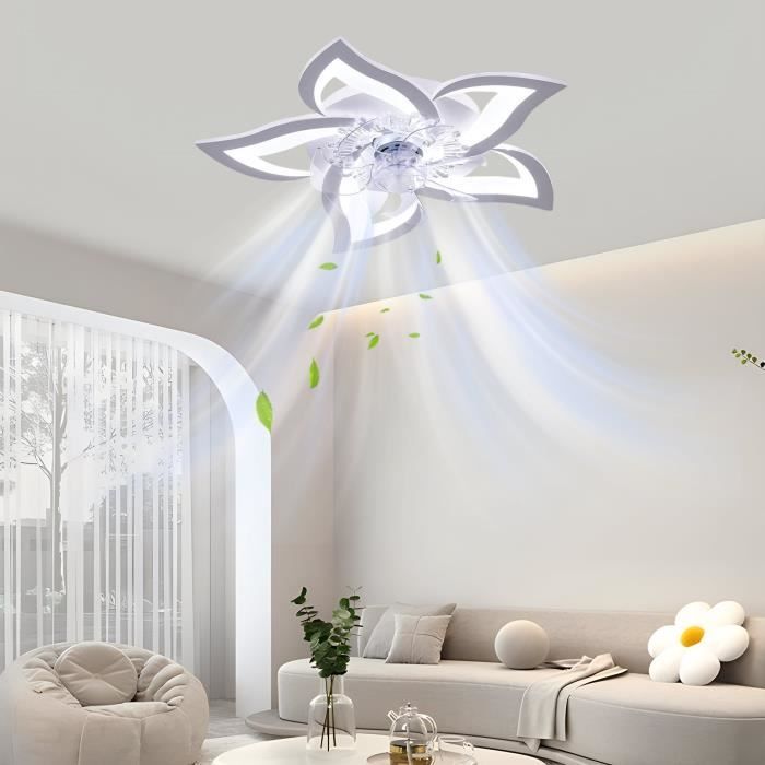 Ventilateur De Plafond Avec Lumière Et Télécommande - Ventilateur De Plafond Silencieux 50 W - Avec Minuterie - 6 Vitesses - Prumya