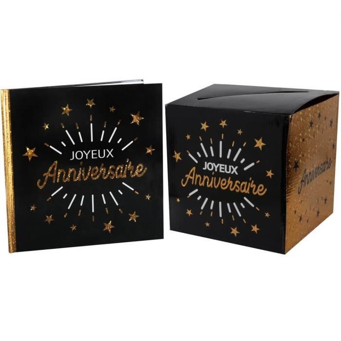 R/6651-6652 - 1 Pack urne et livre d'or joyeux anniversaire noir et or
