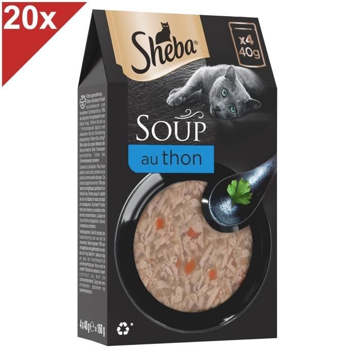 Comparer les prix de SHEBA Soupe 80 Sachets fraîcheur au thon pour chat 40g (20x4)