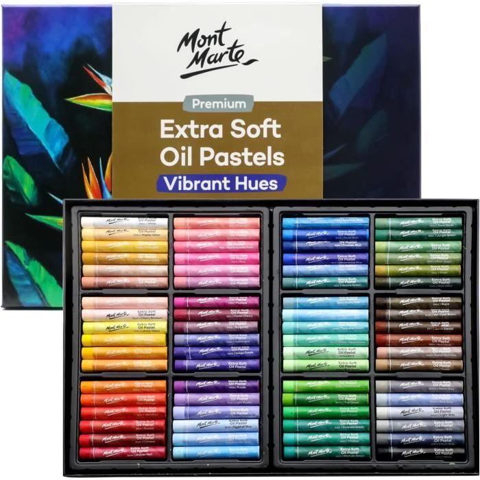72pc pastels à l'huile extra doux, couleurs assorties, vibrantes et