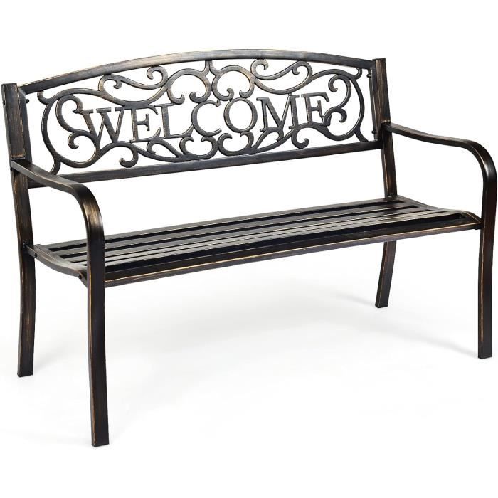 Banc De Jardin Courbé En Bois Pour 2-3 Personnes, Sans Dossier, Capacité 360 Kg, 170 Cm - Marron