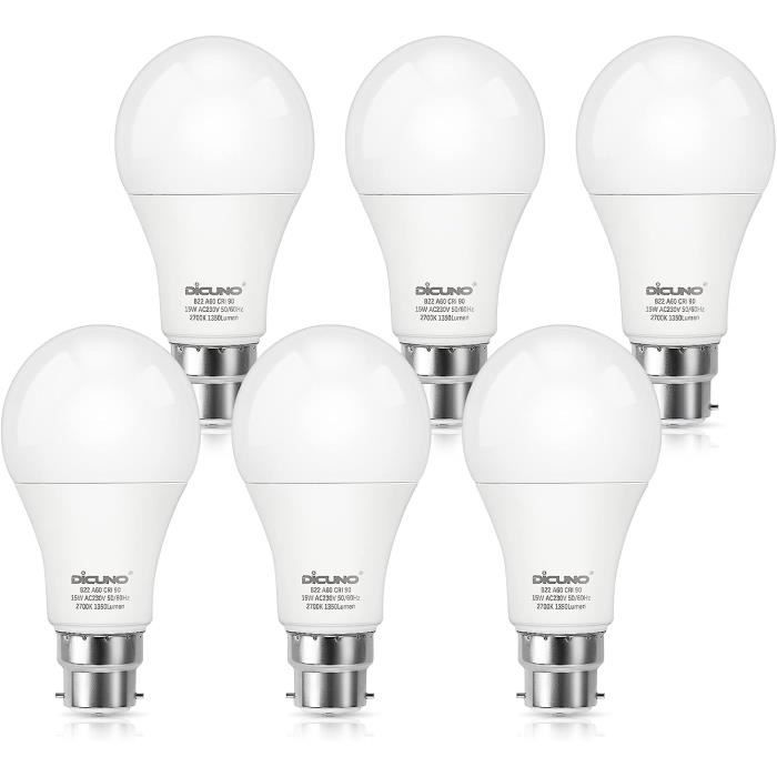 Ampoule Led B22, 15W Lampe Baïonnette Équivalent 100W Halogène