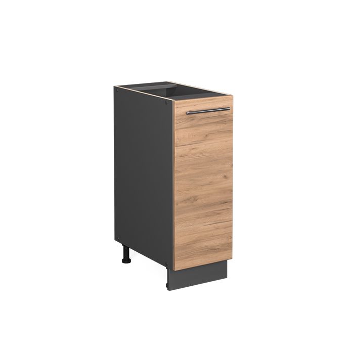 Meuble Bas D'angle De Cuisine Fame-Line Par Vicco - 87 Cm - Couleur Anthracite Et Chêne - Moderne - Neuf