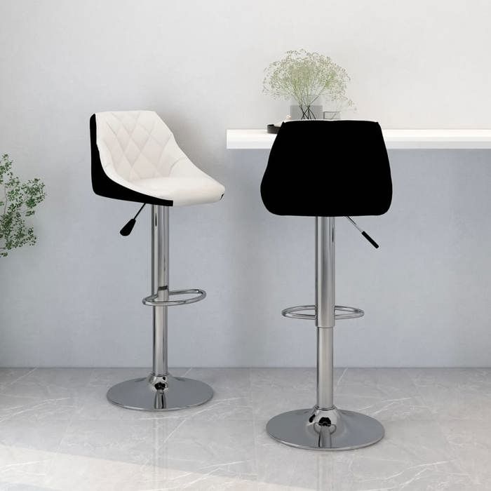 Lot De 2 Tabourets De Bar VidaXL - Velours Jaune - Hauteur Réglable 72-94cm - Pivotant 360°