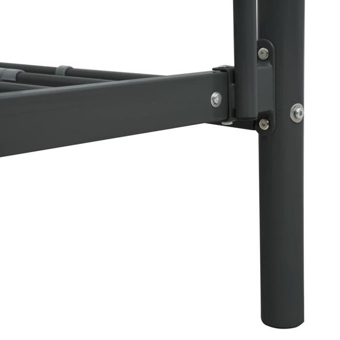 Lit superposé - VINGVO - Noir Métal - 90x200 cm - Rails de sécurité et échelle latérale