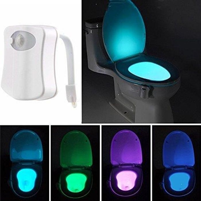 Leeko Lampe de Toilette WC LED Veilleuse,8 Changement de Couleurs adapte  tous Cuvette Siège,Bas en ABS angle de flexion 270 Degré. - Cdiscount Maison