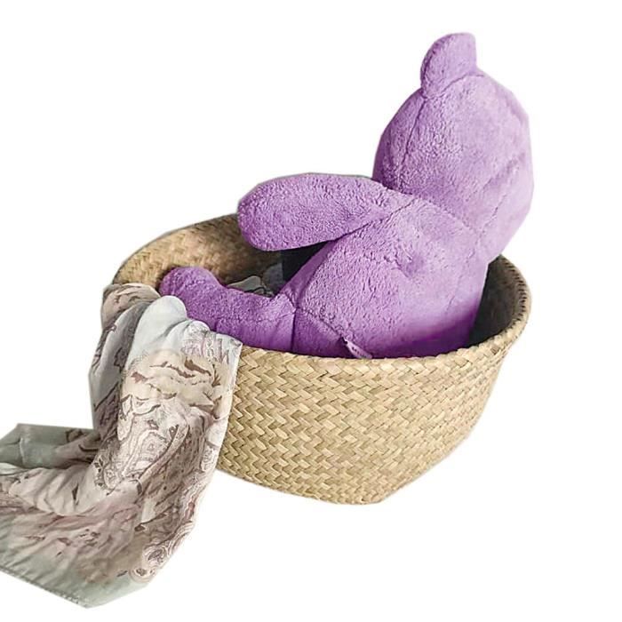 Panier De Rangement Pliable En Jonc De Mer Naturel - Avec Pompons Et Poignée - Pour Linge, Jouets, Plantes - Taille L (32x28 Cm) - 4